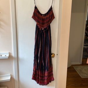 Free people strapless midi length jumpsuit